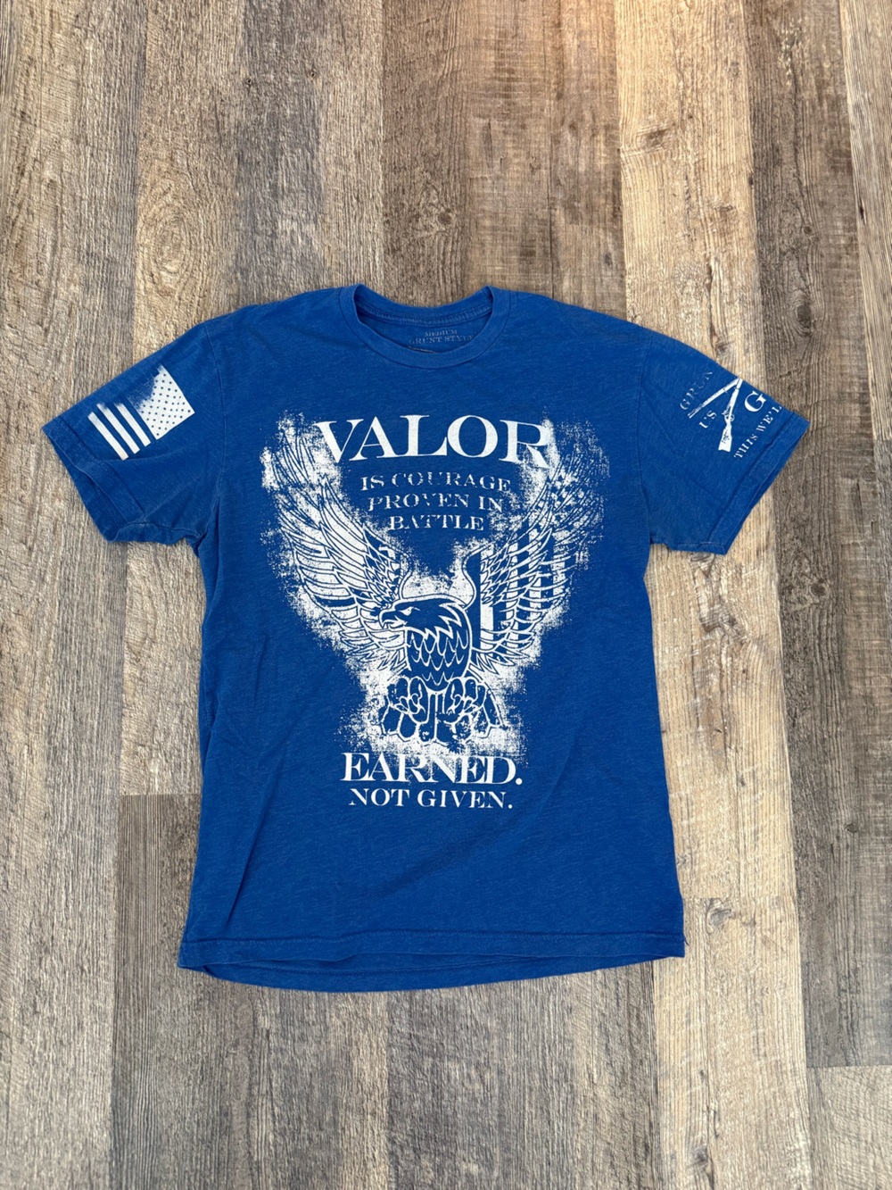 Grunt Style Valor Eagle American Flag Graphic T Shirt Blue Mens L
